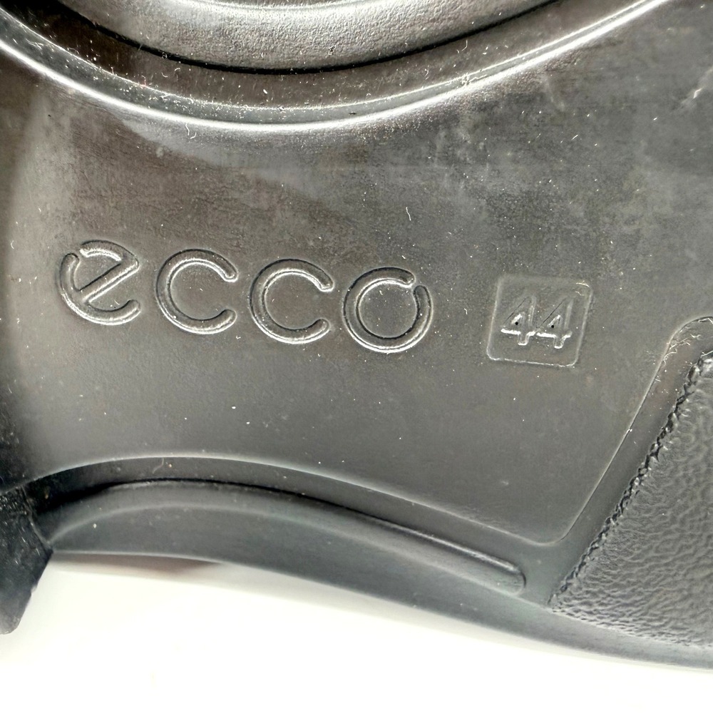 ECCO Loafers Mens 44 US 10-10.5 Black Leather Square Toe Slip On Shock Point - Picture 8 of 10